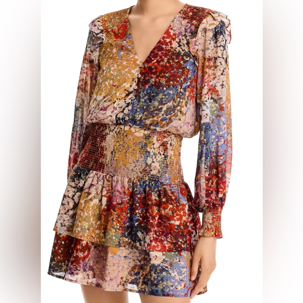 Aqua Colorful Textured Floral Dress